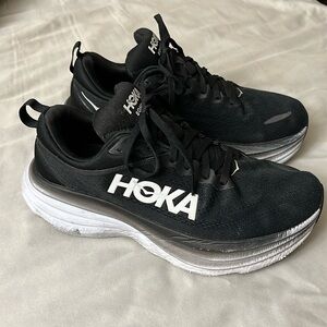 Hoka OneOne women’s 8 1/2 D black with white souls